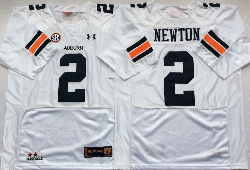 NCAA Men Auburn Tigers White #2 NEWTON